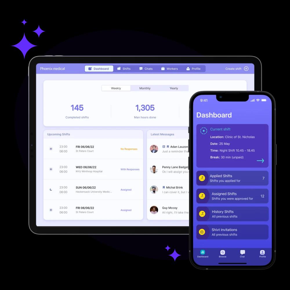 Phoenix, A healthcare marketplace directly connecting nurses/carers with clinics in need of temporary staff thus removing middlemen like agencies and investing their fees into higher staff wages.