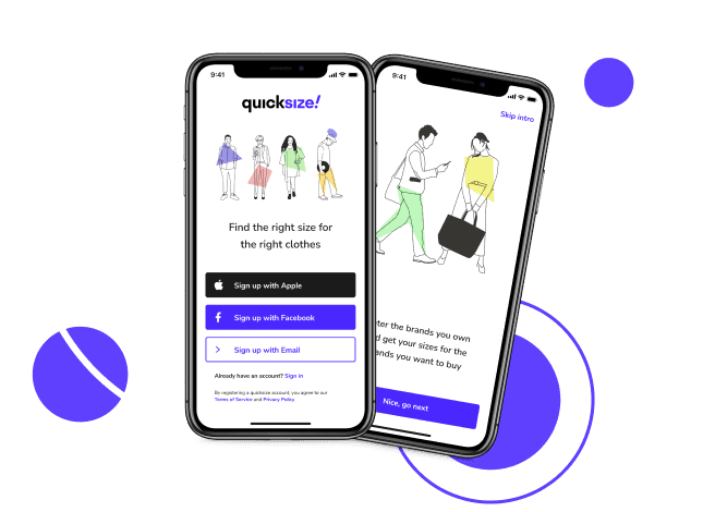 Quick Size, A mobile application that matches the clothes sizes and defines how a particular outfit of the same brand will look on different people's figures.