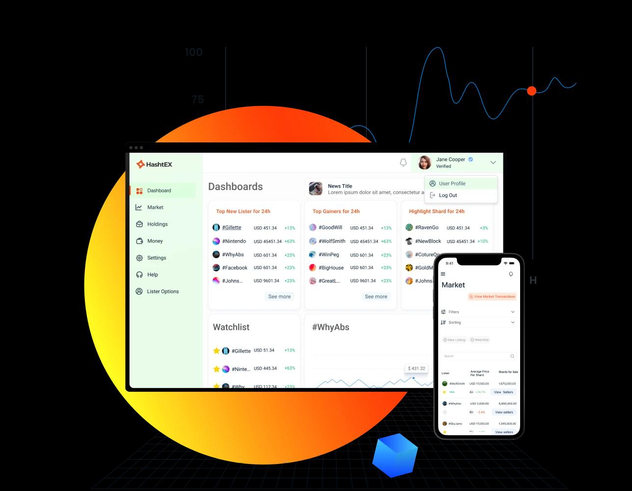 HashtEx, A brand new trading platform connecting a selection of web and mobile apps over Blockchain that allows famous people to digitize their personal rights for publicity and sell themselves as a brand to other people in the form of stocks.
