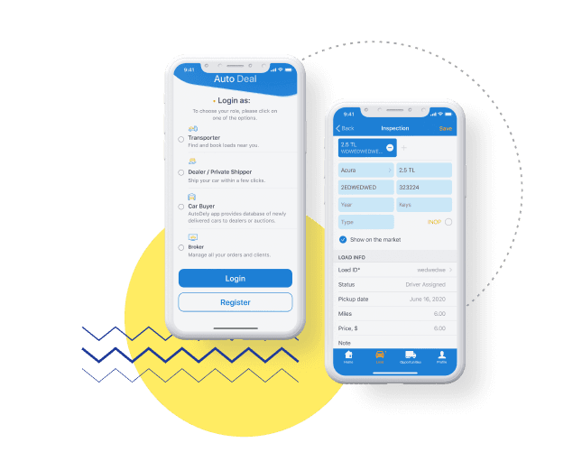 AutoDeal, A mobile application for effective car transportation connecting carriers, dealers, and buyers that provides numerous benefits for each distributed role.